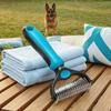 Pet Grooming Rake Double Sided Stainless Steel Blades Cat Deshedding Tool Pet Undercoat Rake for Dogs Cats Shedding Control Dematting