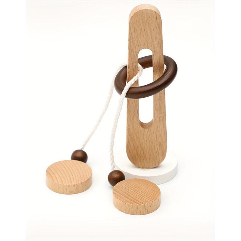 Игра-открывалка из деревянных колец, классическая головоломка Magic Ring Escape, интеллектуальная игрушка Kongming Lock Luban Lock