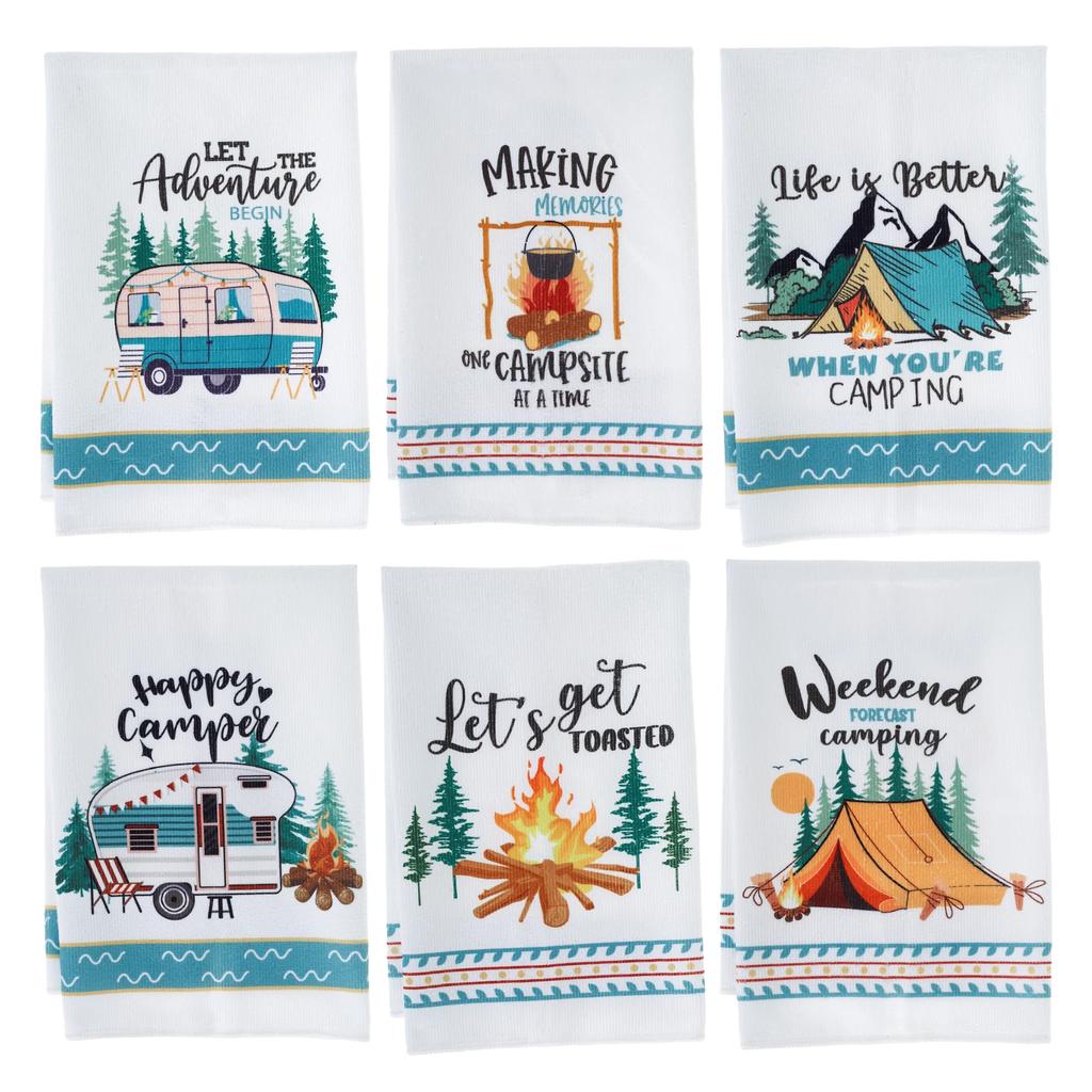 4/6 шт. кухонных полотенец из микрофибры, походные полотенца для посуды 60x40 см, полотенца для рук для кемпера со смешными надписями для кухни, ванной комнаты, дома