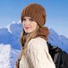 2 Pcs/Set Lady Winter Scarf Hat Set Thick Knit Windproof Keep Warm Ear Protection Elastic Baggy Cap Outdoor School Commuting Beanie Neck Warmer