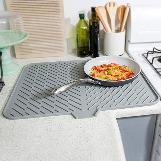 Силиконовый коврик для слива, быстросохнущий, рельефный, наклонный, сушилка для посуды, кухонный, столовая, раковина, органайзер, коврик