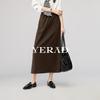 Casual, simple, elastic waist, straight leg skirt, women's skirt, simple long skirt