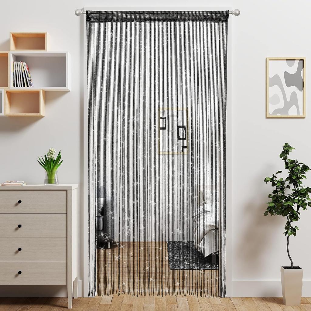 Door String Curtain Doorway Beads Curtains,Hanging Room Divider Beaded Decor Glitter Fringe Panel Closet Window Sequin Sheer Boho Doors Tassel