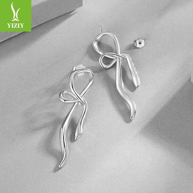 Дизайн Глянцевый Набор Серьги Кольцо, Уникальная Индивидуальность, Простые и Изысканные Медные Металлические Украшения