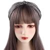 Non Slip Flower Lattice Wide Side Knot Headband Korean Head Wrap Women Hair Hoop Grid Hairbands