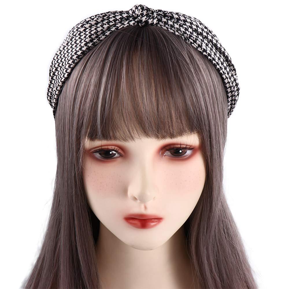 Non Slip Flower Lattice Wide Side Knot Headband Korean Head Wrap Women Hair Hoop Grid Hairbands