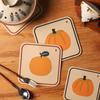 Подставка под стакан из силикона с рисунком тыквы и хурмы, нескользящие теплоизоляционные коврики для кружек, декор для обеденного стола, набор столовых приборов