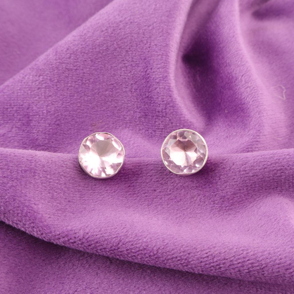 Распродажа ко Дню сестер Драгоценный камень морганит 925 серебро пусеты этнические серьги ювелирные изделия EE-150-5