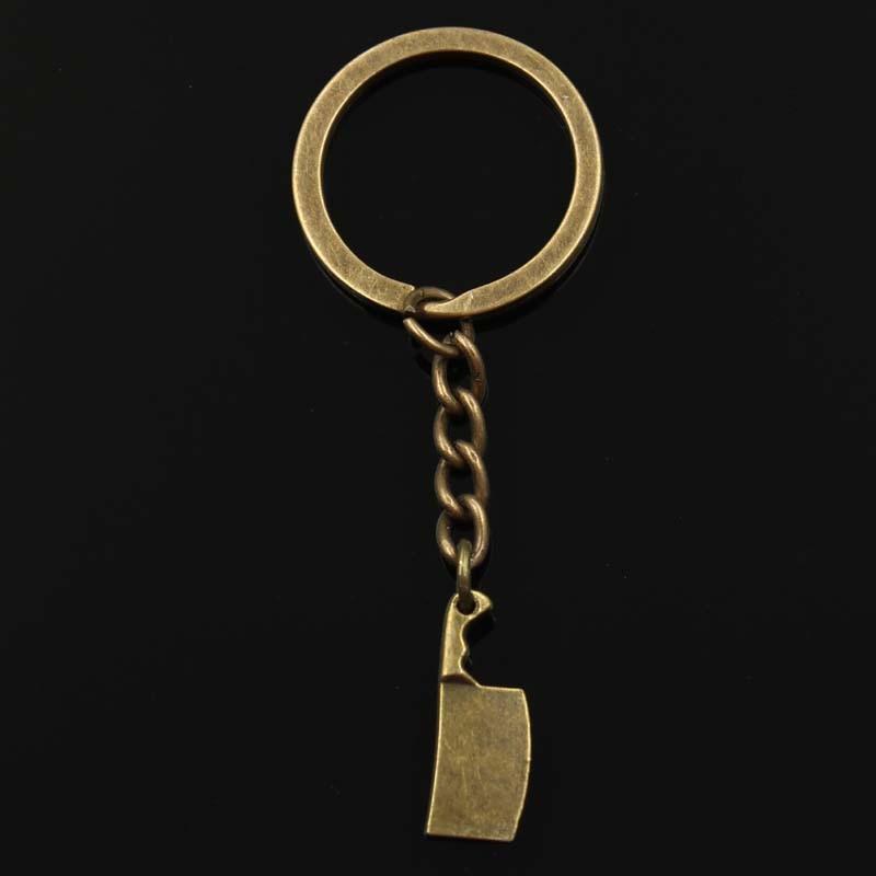 Fashion Kitchen Knife Meat Cleaver 23x9mm Pendant 30mm Key Ring Chain Bronze Men Car Gift Keychain