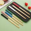 1 Pair 304 Stainless Steel Chinese Chopsticks Non-Slip Cutlery Square Sushi Fast Food Sticks Reusable Tableware Kitchen Tool