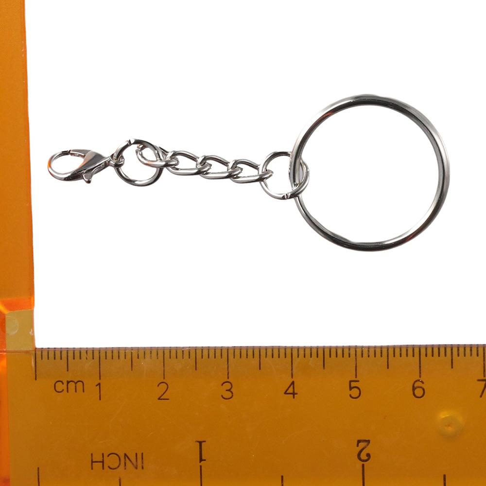 Серебряная цепочка для рукоделия 25 мм, комплект ключей, брелок для ключей, кольцо для ключей, принадлежности для изготовления ювелирных изделий