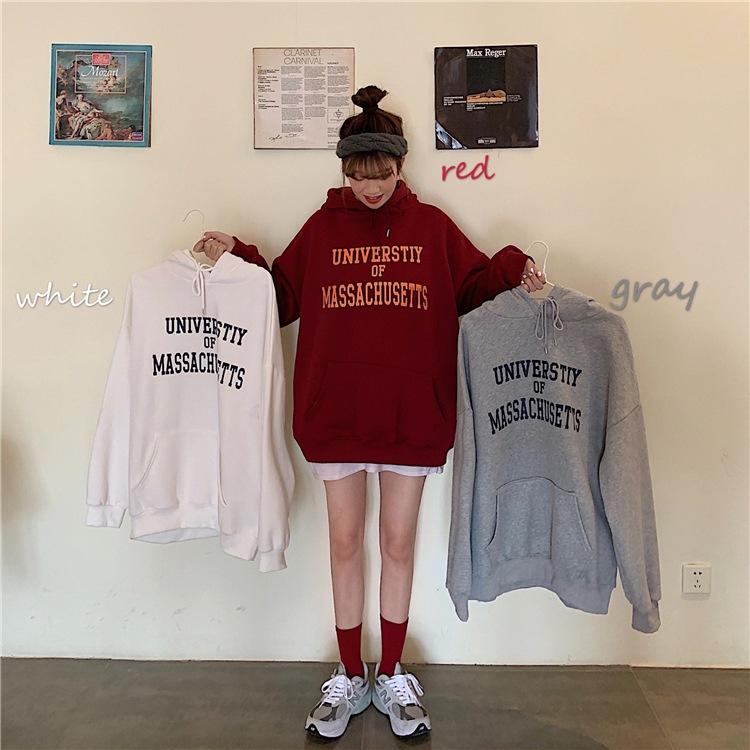 Женские теплые мягкие толстовки с капюшоном, свитер с подкладкой, женский, в студенческом стиле, свободный, средней длины, с буквенным принтом, повседневный, с дикими персонажами, в ретро-стиле, простой, литературный, с длинными рукавами