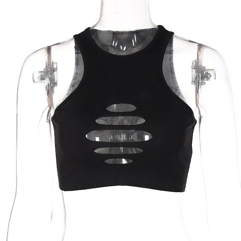 Off Shoulder Hollow Out Clubwear Tank Vest Crop Tops 2022 Sexy Summer Solid Color Bodycon Party Tank Streewear Bustier
