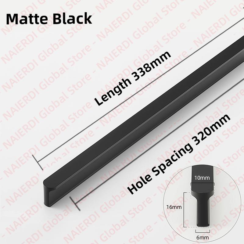 NAIERDI American Style Black Cabinet Handles Aluminum Alloy Long Furniture Handle Kitchen Cupboard Pulls Drawer Knobs Hardware