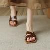 Huge and Easy To Wear~ Retro Square Head Open-toed Flat-soled Sandals Women Wear Simple One-word Slippers In Summer
