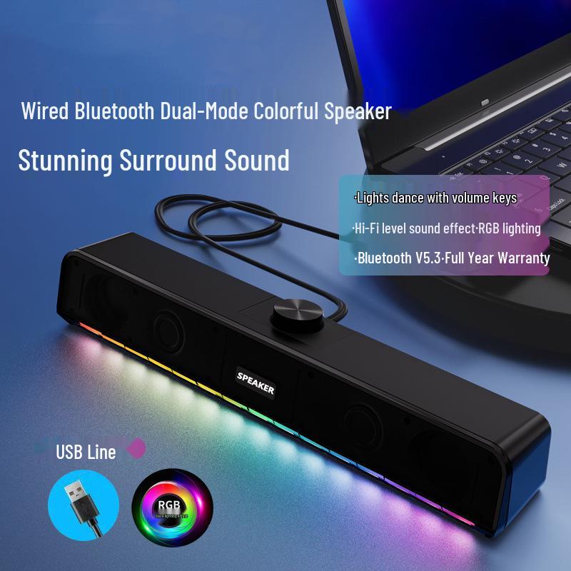 Саундбар TS33-B с Bluetooth: Компактная настольная колонка с сабвуфером для ноутбука и ПК, с поддержкой трансграничного использования
