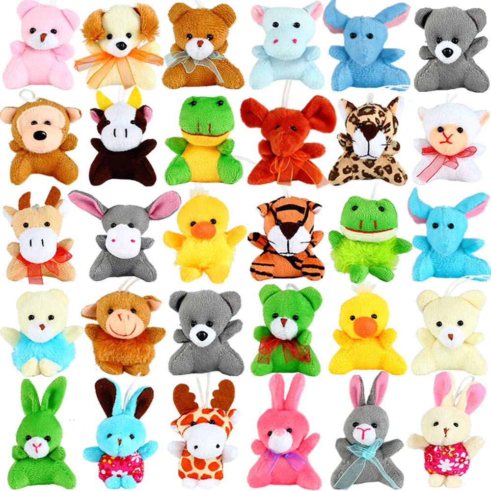 32 Pack Mini Animal Stuffed Toys Party Favors Small Plush Keychain Decoration Birthday Party Theme Party Carnival Valentine's Day Christmas Classroom