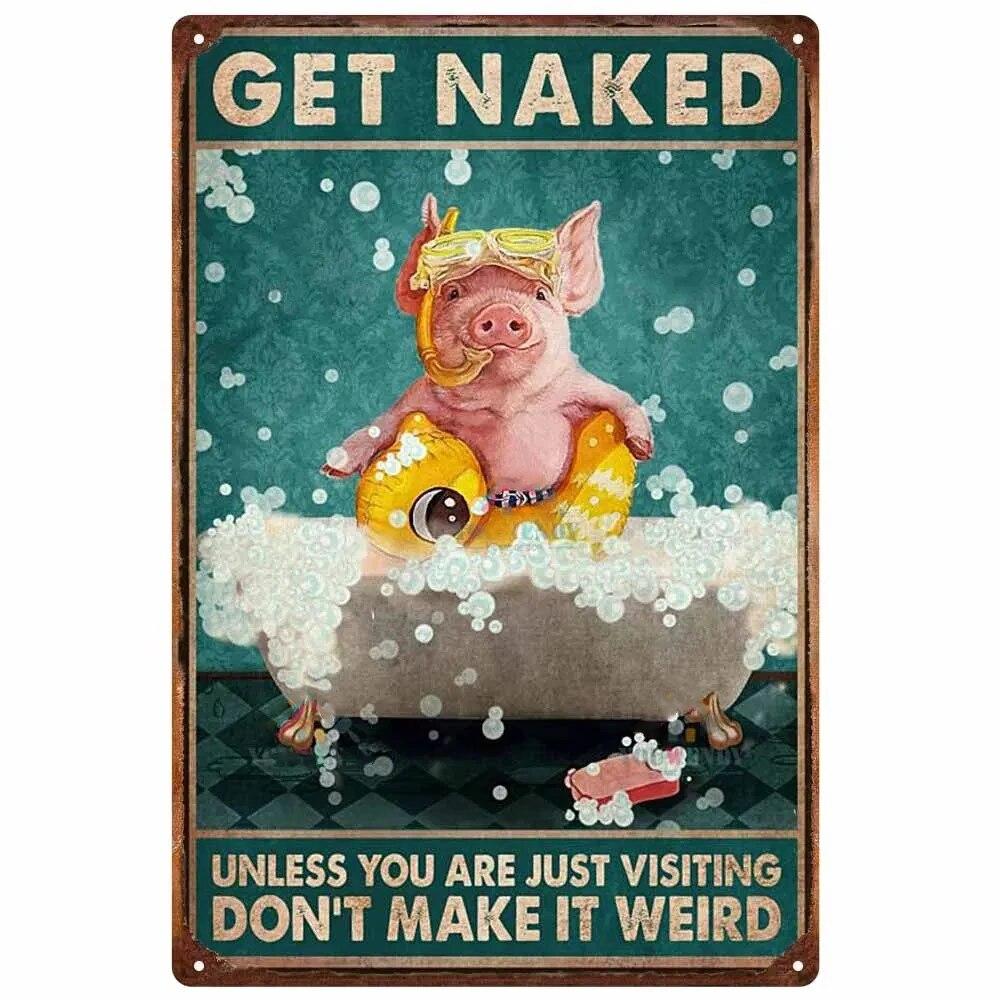 Vintage Metal Tin Signs Wall Decor Get Naked Unless You Are Just Visiting Don't Make It Weird Retro Tin Sign Posters