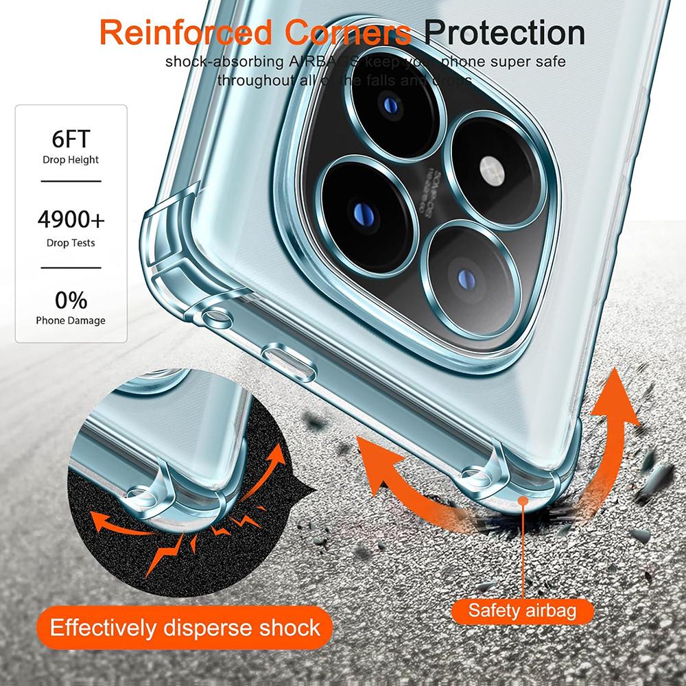 Противоударный мягкий прозрачный чехол для телефона из ТПУ с подушкой безопасности для Redmi Note 14 5G 4G Note 14 Pro 5G Note 14 Pro+ 5G Crystal Transparent Cases