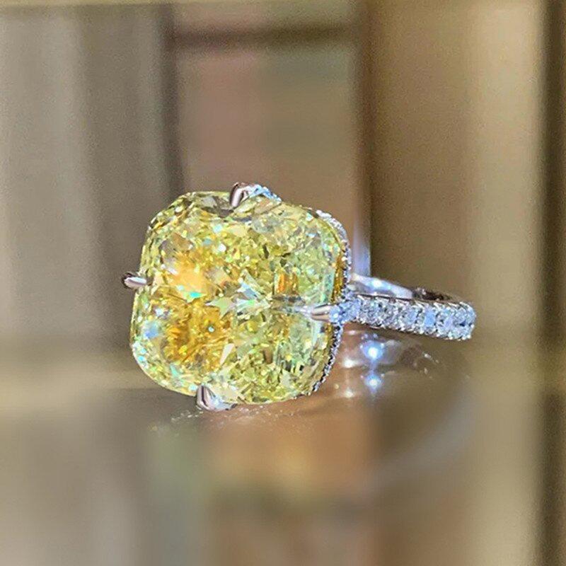 CopperWedding Ring Lady Bright Yellow Crystal Accessories for Women Fashion Aesthetic Jewelry for Engagement Party