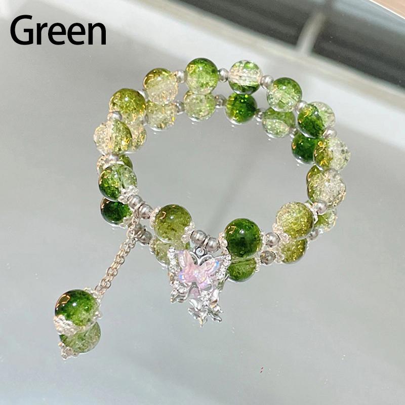 Браслет-нитка из бусин, натуральный кошачий глаз, браслет-бабочка, очаровательный браслет, изысканный, элегантный, для девочек, бусины-бабочки, украшение, ювелирное изделие, подарок