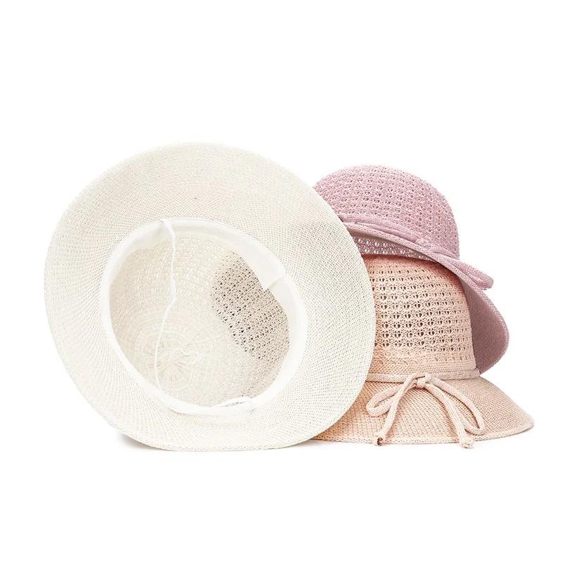 Hats for Women Summer Braided Beach Sun Hat Solid Color Sunshade Lady Sun Visor 6cm Brim Sunhat Travel Vacation
