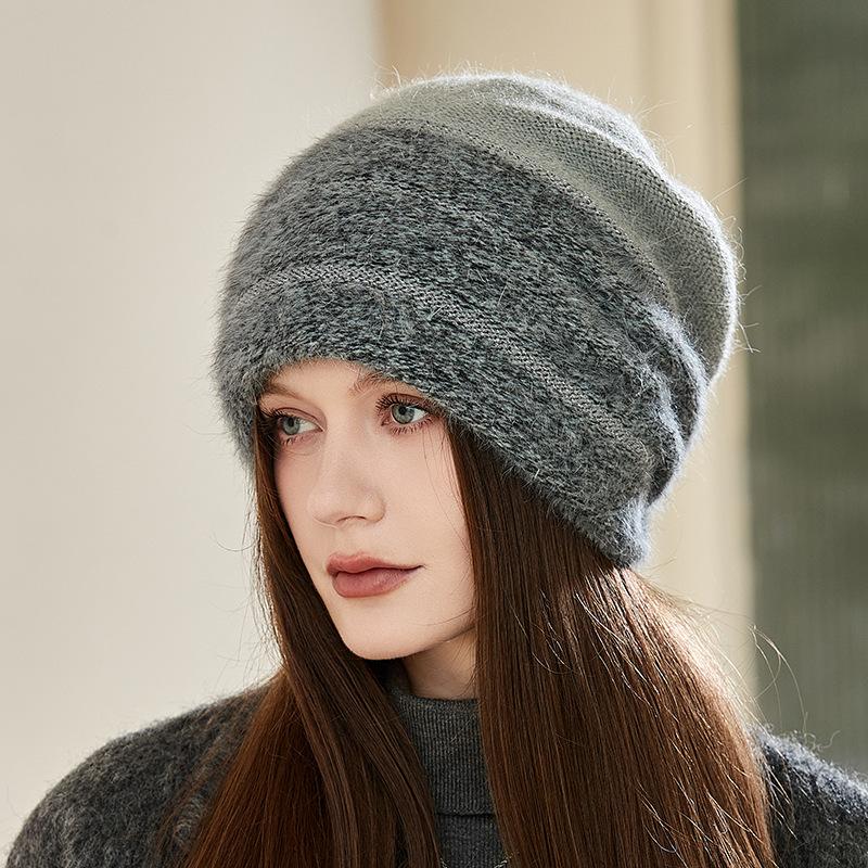 Knitted Winter Hat for Women - Hand Washable, Stretchable, Double-Layer Warmth, Comfortable Ear Cover, Thick Yarn Slouchy Beanie