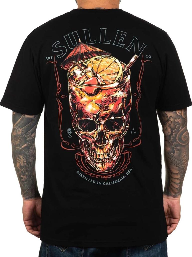 Sullen Men's Old Fashioned Short Sleeve Premium T-shirt Skull Whiskey Glass Tee