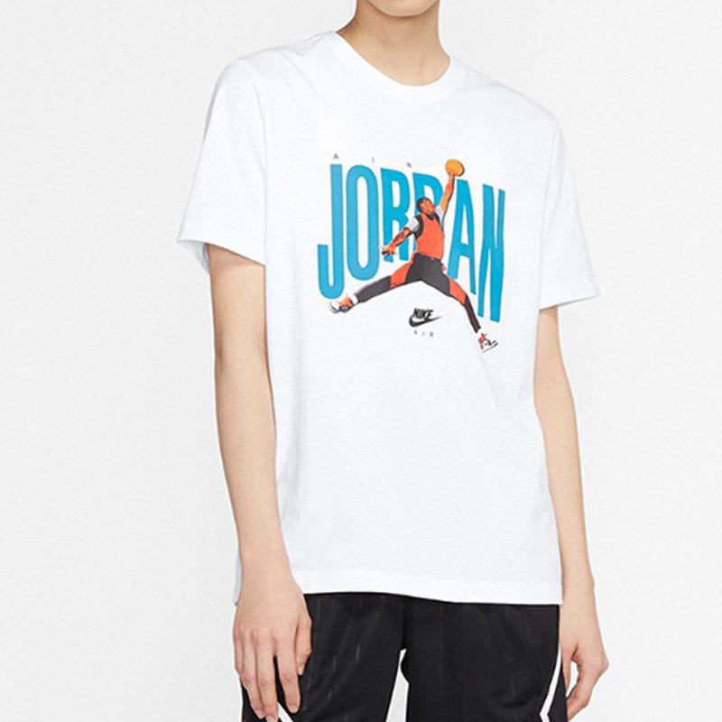 Jordan Jumpman Logo Print Knit Crew Neck Short Sleeve T-Shirt Men Tops White DH9519-100