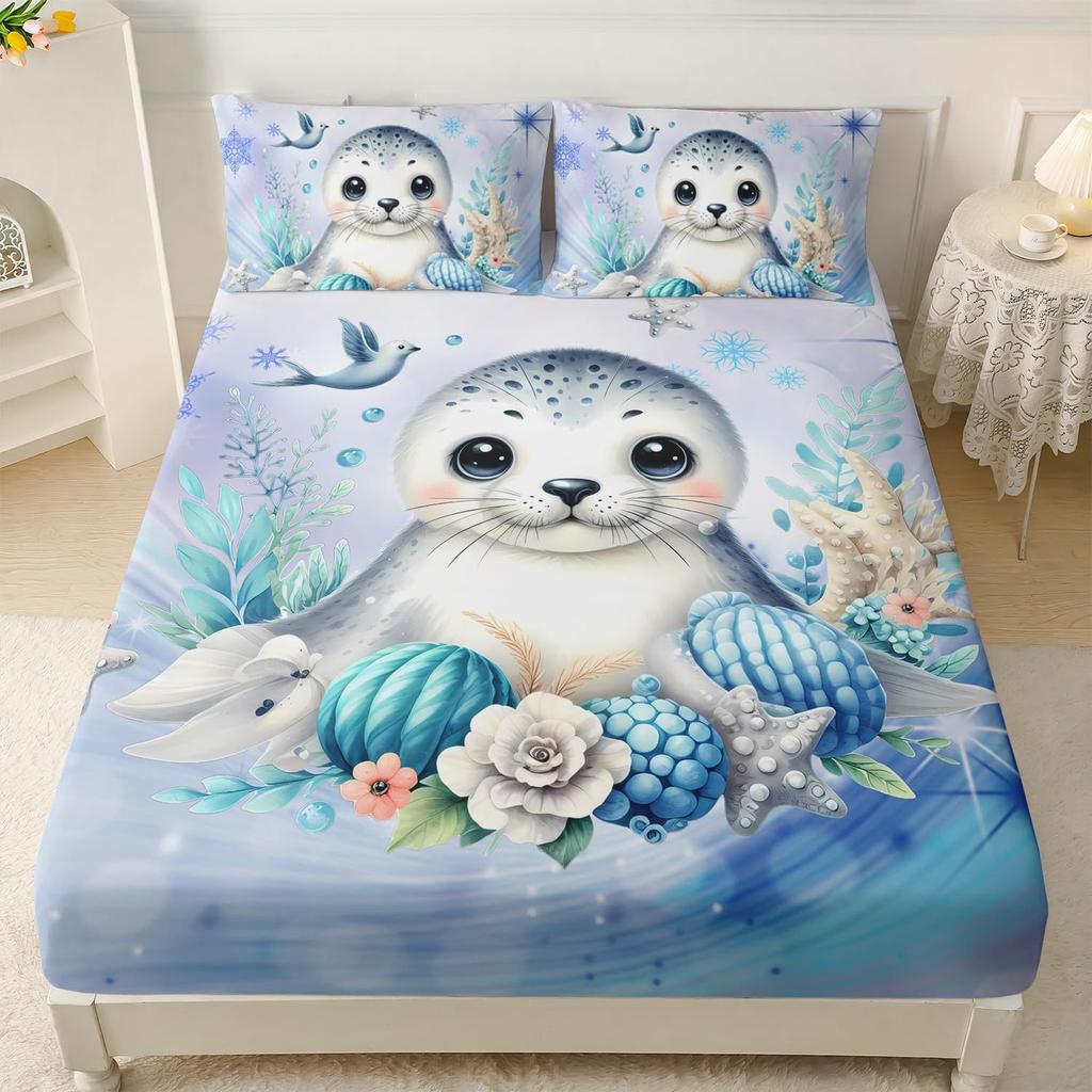 Постельный набор из трех предметов с рисунком морского животного дельфина, с цифровой печатью, для двуспальной кровати