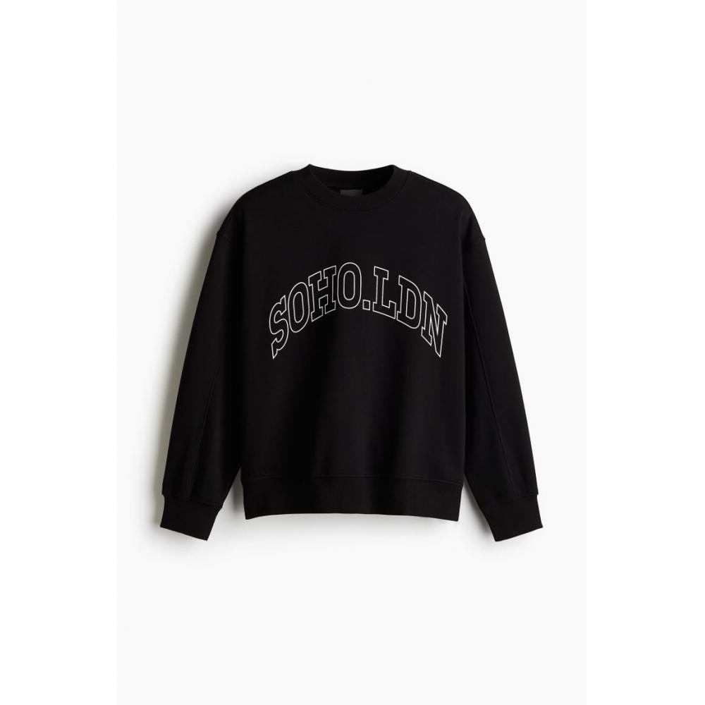 H M eMbroidered sweatsHirt Black soHo