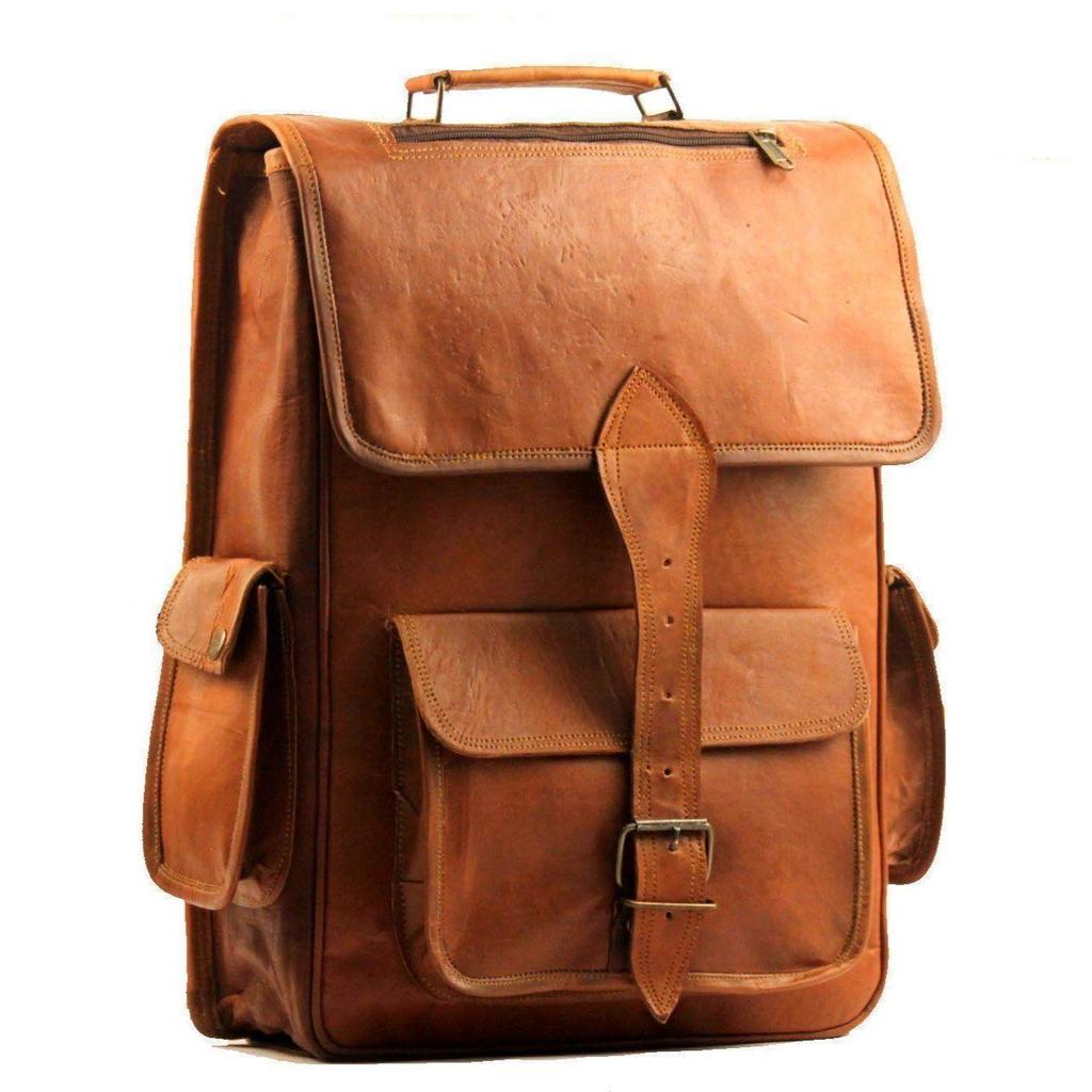 Vintage Real Genuine Leather Vintage Backpack Laptop Satchel Brown Handmade Bag