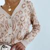 Leopard Print Woolen Cardigan Women'S Fall/Winter 2021 New Long-Sleeved V-Neck Sweater