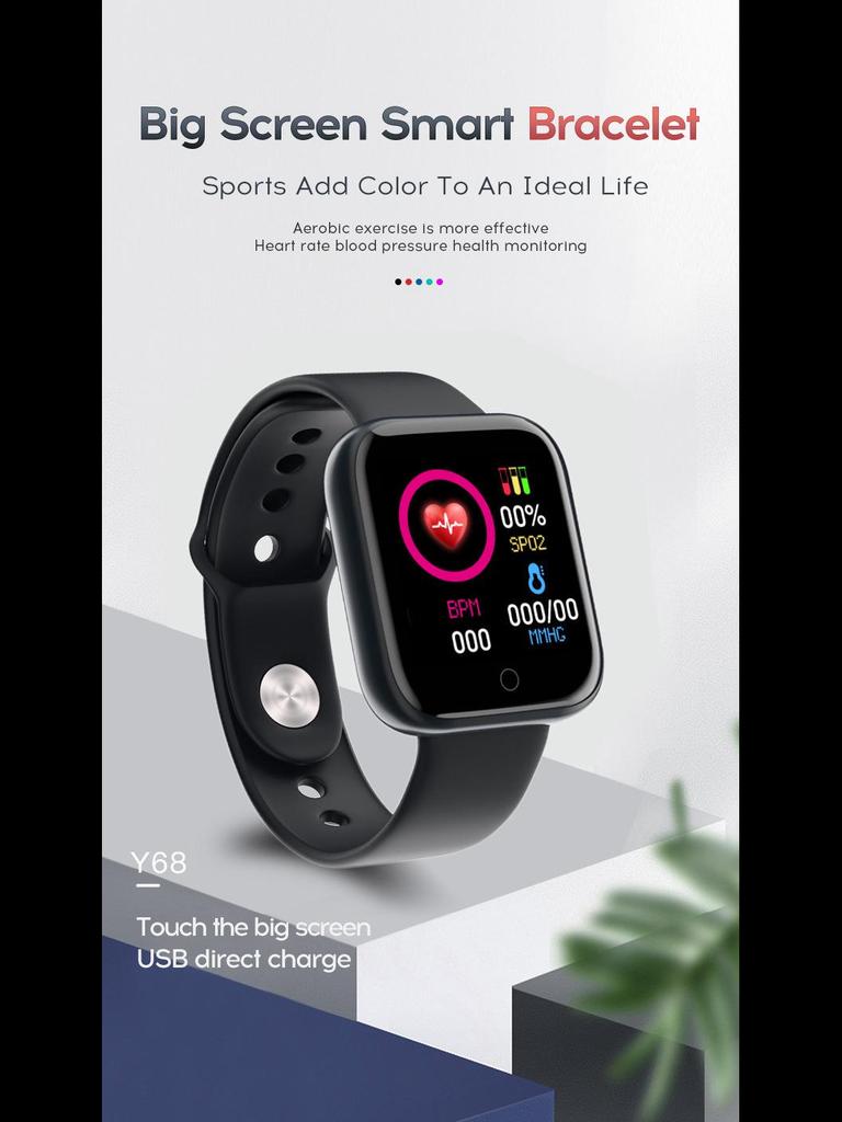 Умный браслет Y68 D20 Macaron — пульс, артериальное давление, отслеживание спортивных показателей, оповещения по Bluetooth