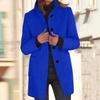 Women's Casual Coat Solid Color Long Sleeved Button Up Collar Pocket Woolen Jacket