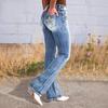 Women's New Spring Embroidery Jeans High Quality Straight Thin Stretch Trousers