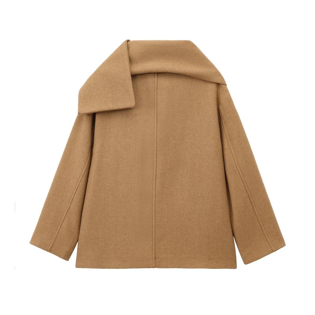 European and American style, new women's clothing, blended with scarf, round neck long-sleeved coat and coat 2095141.