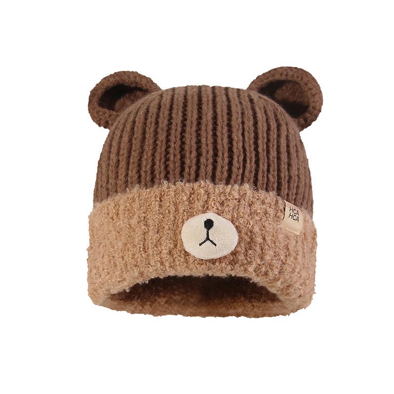 Autumn and Winter Hats for Women Bears with Sweet Ears and Cute Knitted Hats for Students Versatile Ear Protection Hats for Warmth