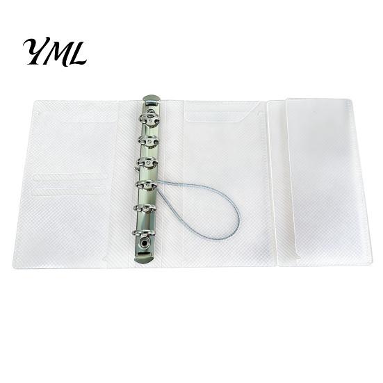 Pocket Trifold Binder A6 A7 M5 Binder, 5/6-Rings Transparent Refillable Loose Leaf Folder, Planner Budget Notebook Cover for School, Office, Meeting