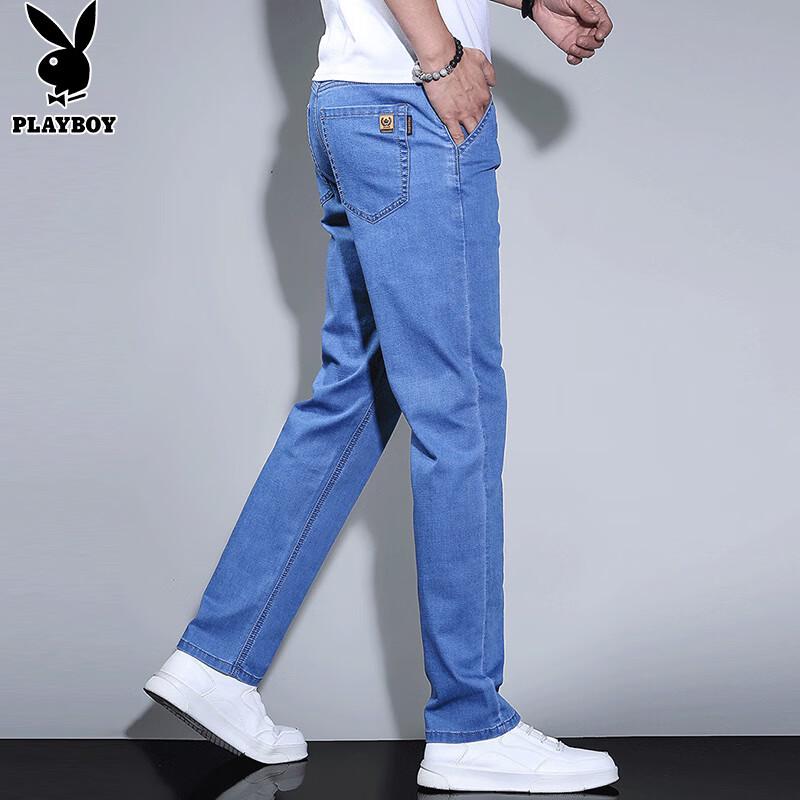 PLAYBOY Men's Ice Silk Straight Fit Jeans