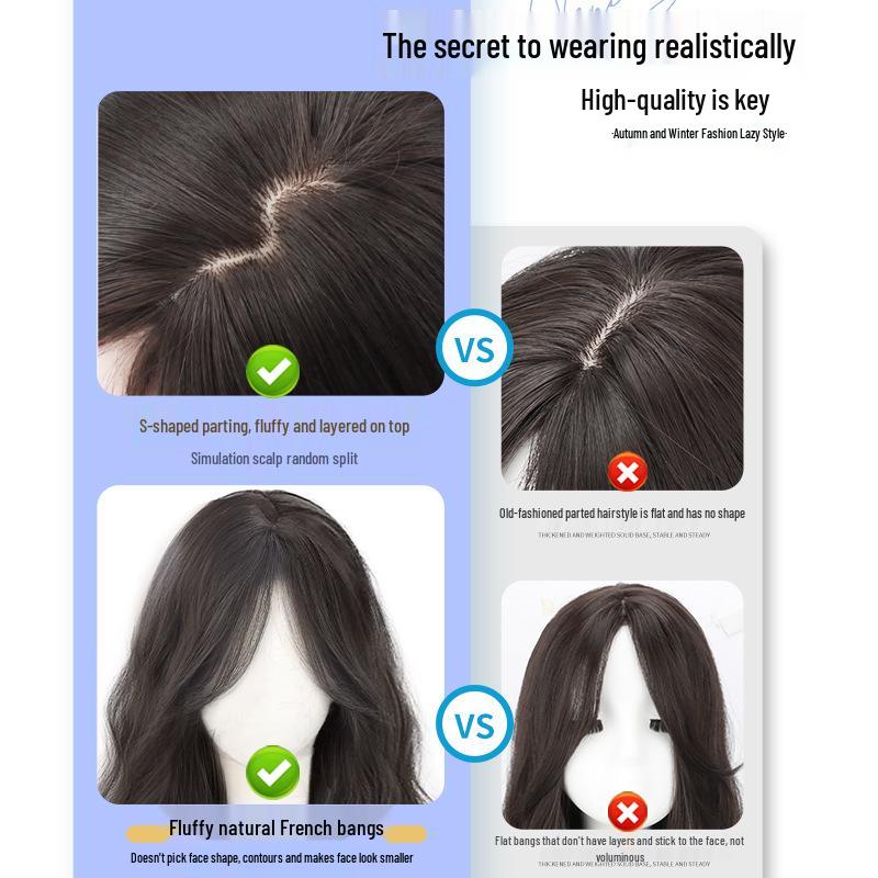 Женский длинный волнистый парик - Естественный образ для осени/зимы, Прямой пробор, Полное покрытие