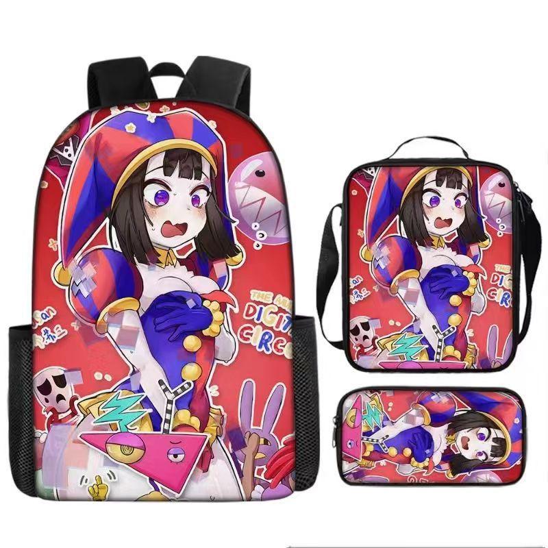 THE AMAZING DIGITAL CIRCUS Backpack Set of 3 Large Capacity School Bookbag Travel Daypack for Kids Teens Adults