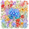 50Pcs/Set Dazzling Flowers PET Stickers Waterproof DIY Fashion Decals Journal Stickers