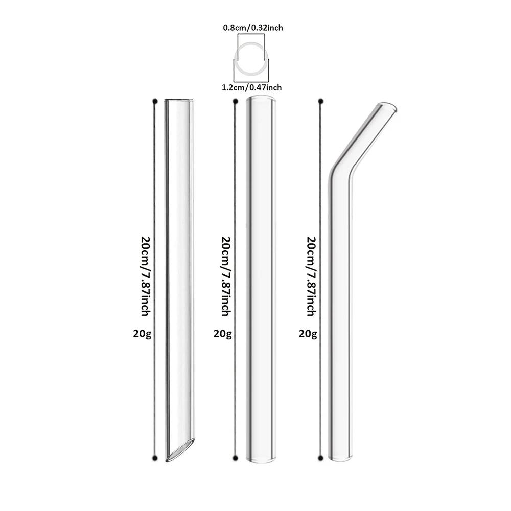 12mm High Borosilicate Glass Straw 4Pcs Reusable Eco Friendly Drinking Straws Set Bubble Tea Smoothies Bar Accessories