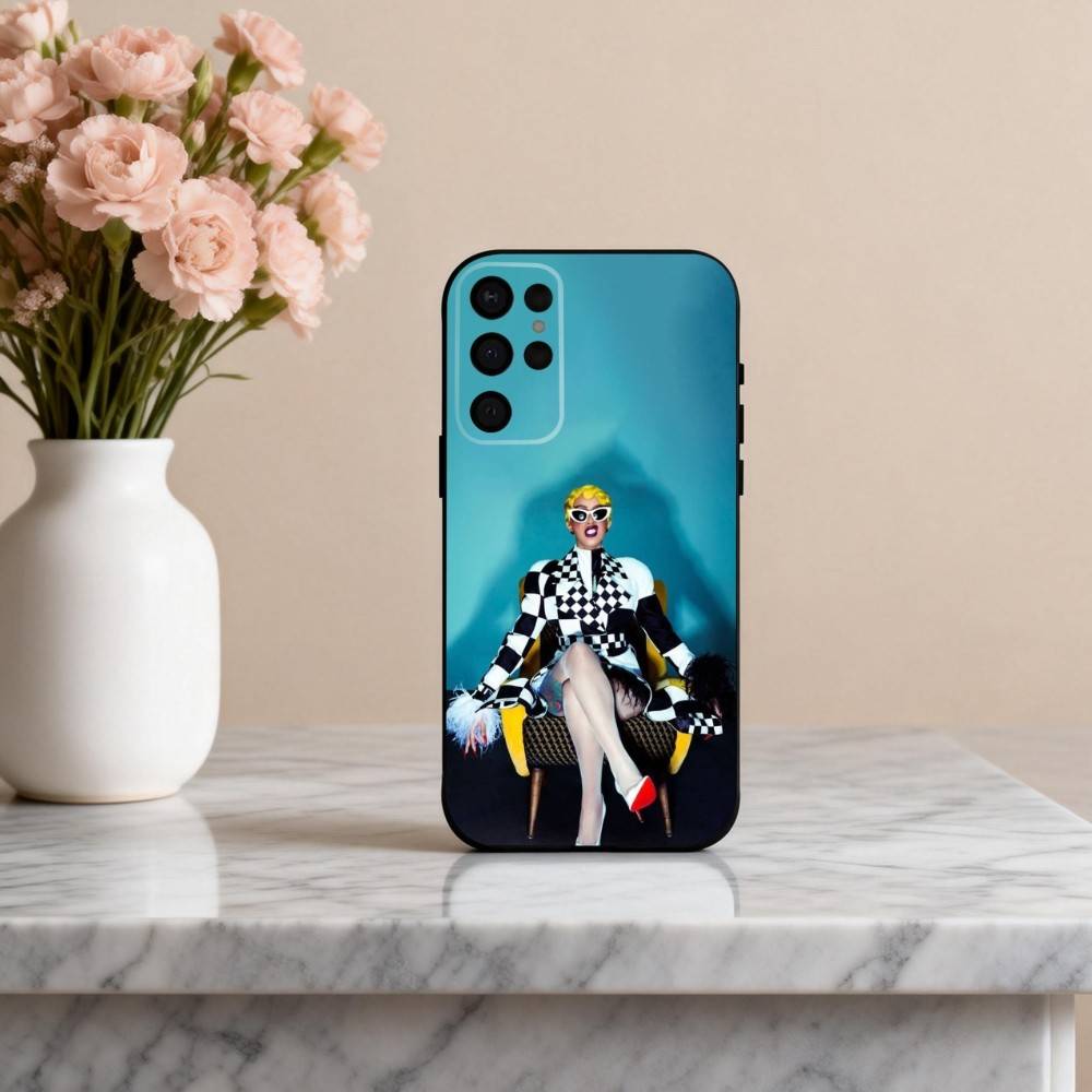 Уверенный C-Карди Би Певица Чехол для Телефона Для Samsung S25,24,23,22,30,21,10,9,Ultra,Plus,Lite,FE,4,5 G Мягкий Черный Чехол
