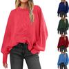 Winter New Loose Women's Pullover Knitted Cardigan Long Sleeve Slit Round Neck Sweater Women
