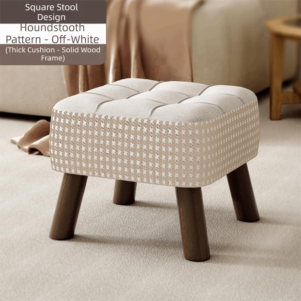 Soft Upholstered Seat Ottoman Compact Design Soft Pack Stool Shoe Changing Stool Living Room