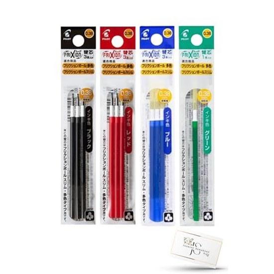 Friction Replacement Refills Ball Slim Multi-Color 4 Colors0.38mm 1 Green 3 Black Red Blue Original Index Card1 Included LFBTRF30UF (Black Blue) Gel