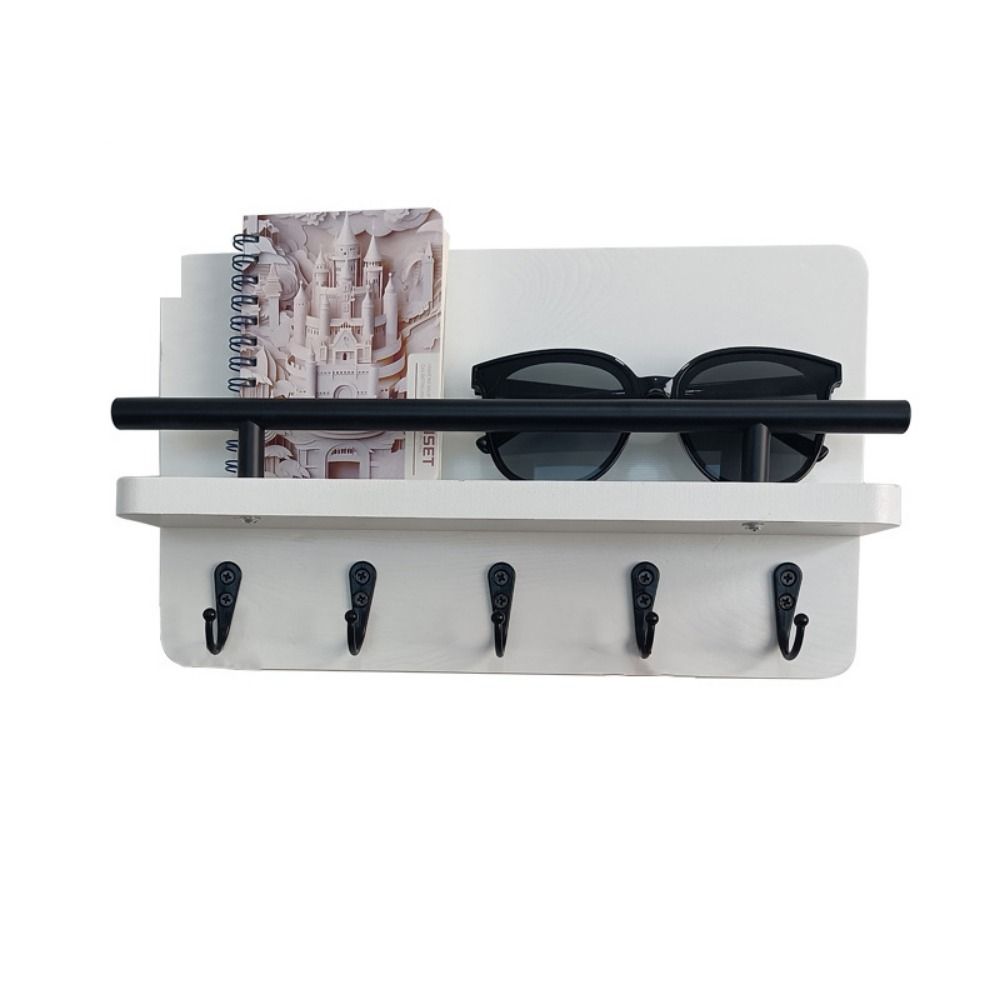 Ретро Деревянная Ключница Подвесная Полка Настенная Вешалка для Шляп с 5 Крючками Декоративный Крючок Стойка для Хранения Одежды Домашняя