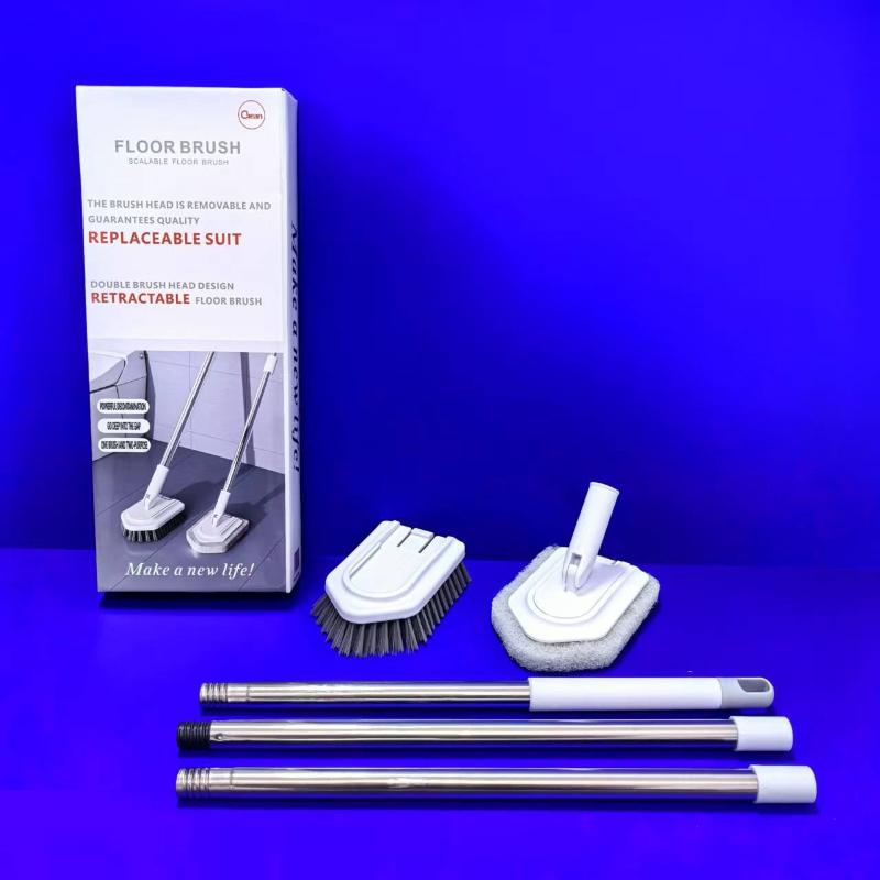 Телескопическая Длинная Ручка Щетка для Чистки Ванной Плитки Туалета Треугольная Щетка Многофункциональная Двойная Щетка Головка Щетка для Пола